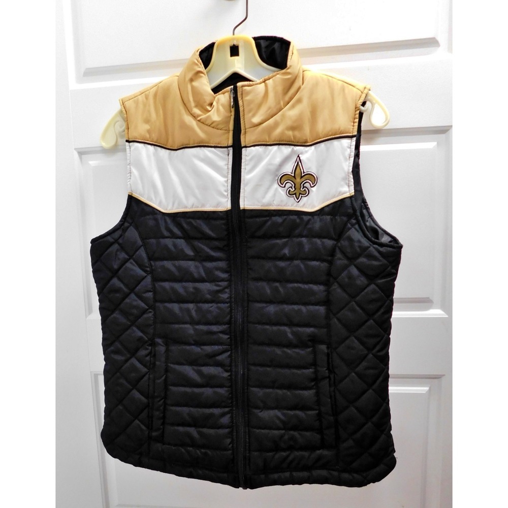 NFL Apparel New Orleans Saints Black & Gold Puffer Vest Womans sz M